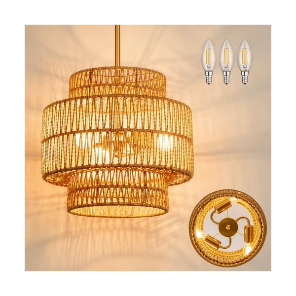Boho Woven 3-Light Chandelier