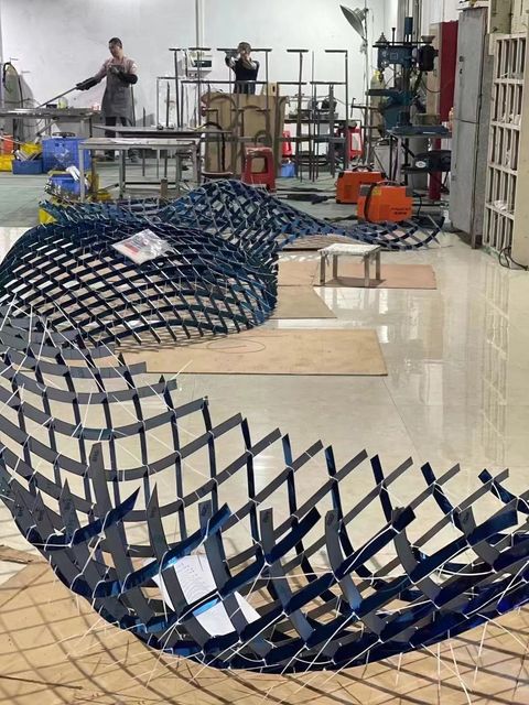 A curved custom structure in our workshop