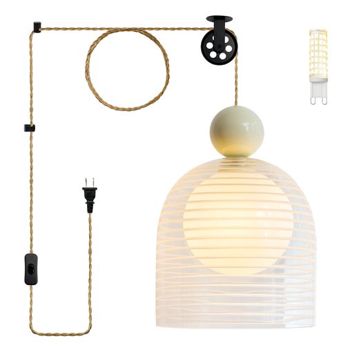 Plug-in Ribbed Dome Pendant