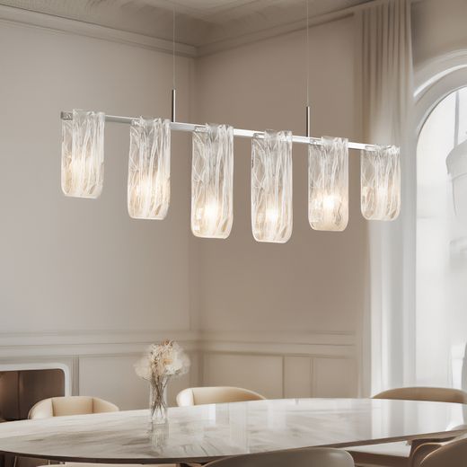 Six-Light Textured Glass Linear Pendant