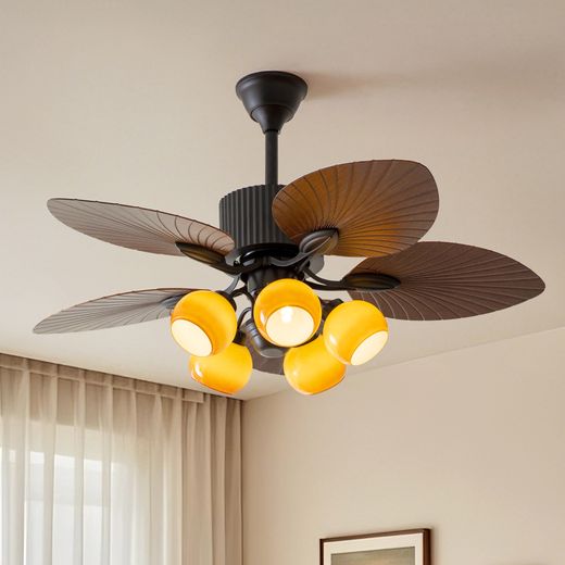 Palm-Leaf Fan with Amber Shades