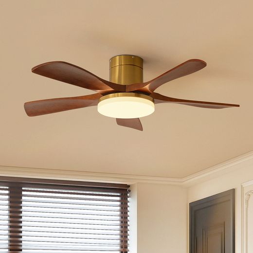 Low-Profile Wood-Blade Fan Light