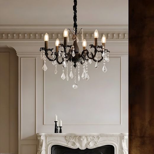 Black Candle Chandelier with Crystals