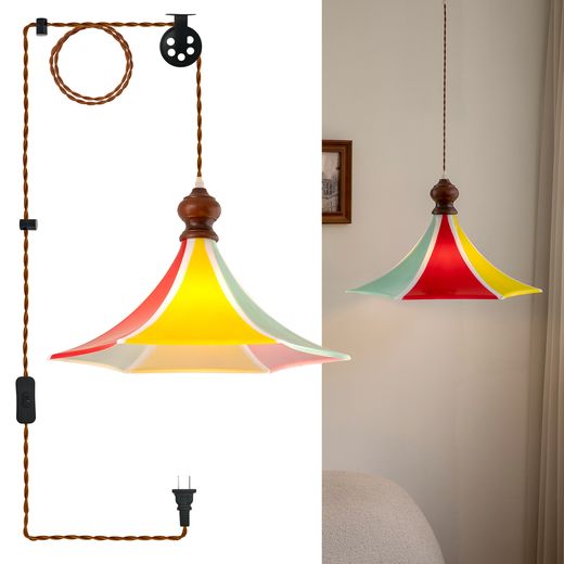 Plug-in Colour-Block Cone Pendant