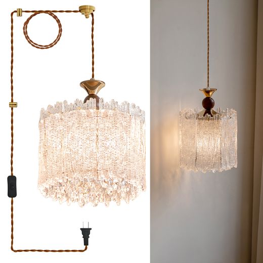 Plug-in Crystal Drum Pendant