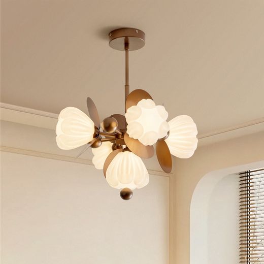 Petal Glass Semi-Flush Chandelier