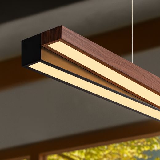 Walnut-Tone LED Linear Pendant