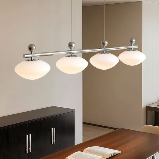 Four-Light Opal Linear Pendant