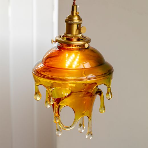 Amber Drip Glass Pendant