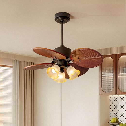 Five-Blade Fan with Glass Shades