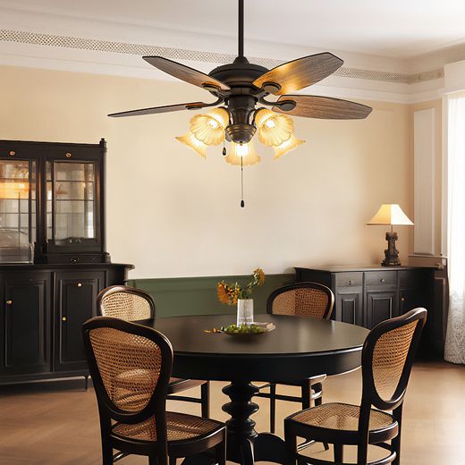 Classic Fan with Five Glass Shades