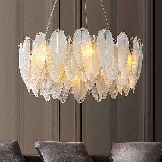 Frosted Leaf Oval Chandelier