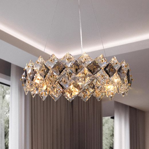 Faceted Crystal Ring Chandelier